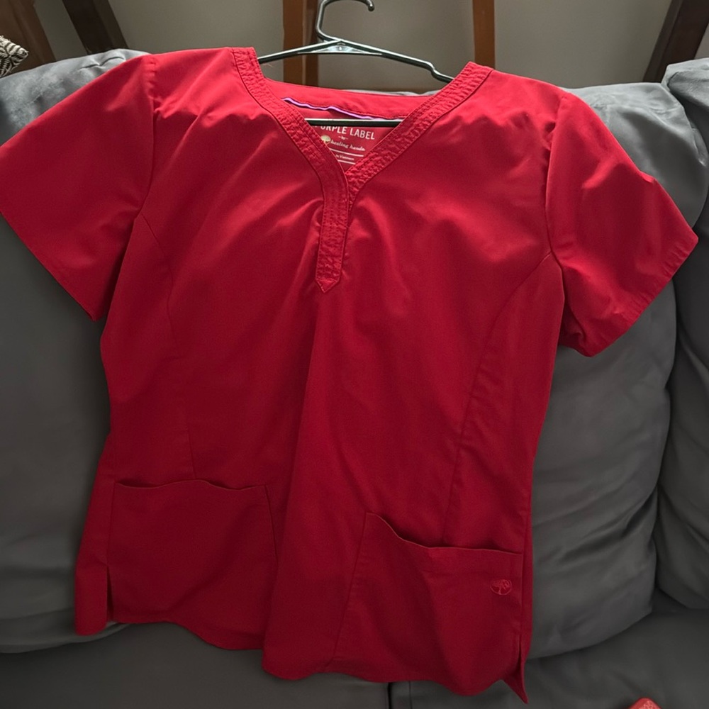 Red scrub top